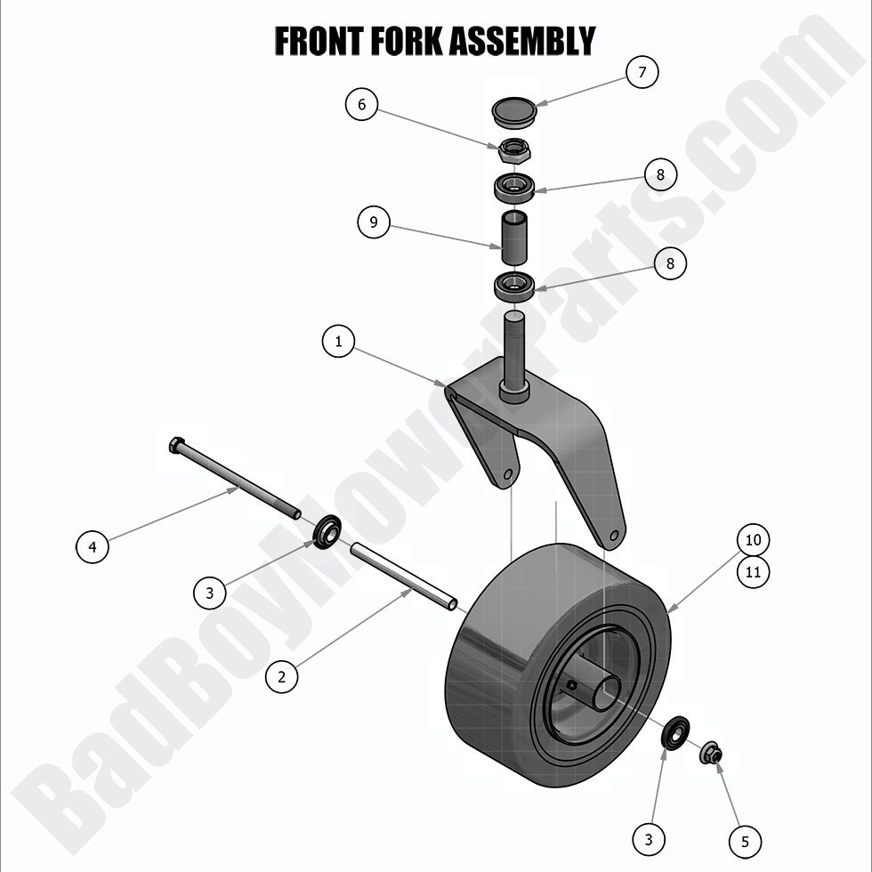 1870 - Bad Boy Mower Parts Lookup > 2019 > Compact Outlaw > Front Fork Assembly